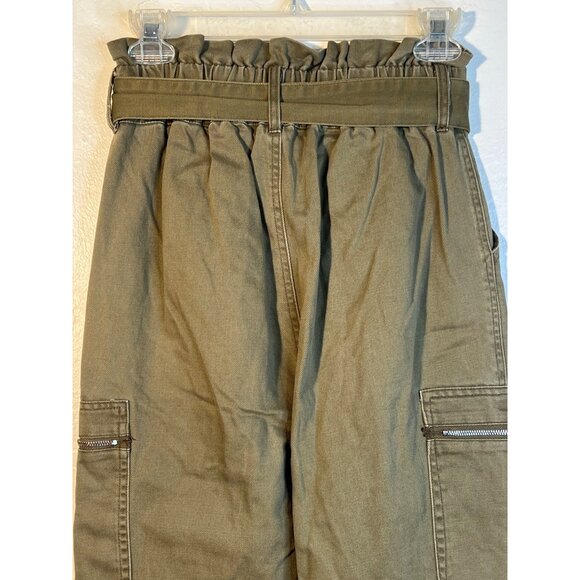 Fashion Nova High-Waisted Olive Cargo Pants With Belt & Zippered Pockets - Picture 7 of 14